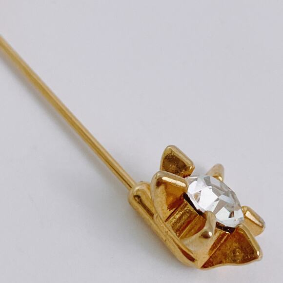 VTG Monogram Brooch Script Letter S Mid Century Jewelry Gold Tone Rhinestone Pin - Picture 5 of 10